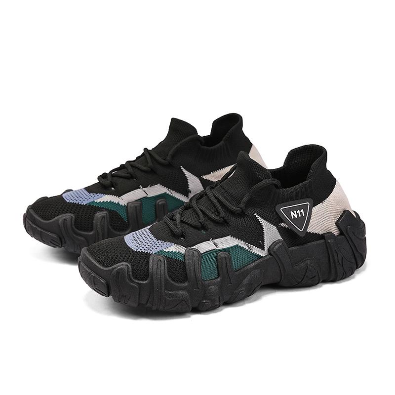 

Осенняя повседневная обувь Носки Обувь Нишевая Блокировка цвета Обувь для ходьбы Легкая спортивная обувь Нескользящая и износостойкая подошва 44 чёрный