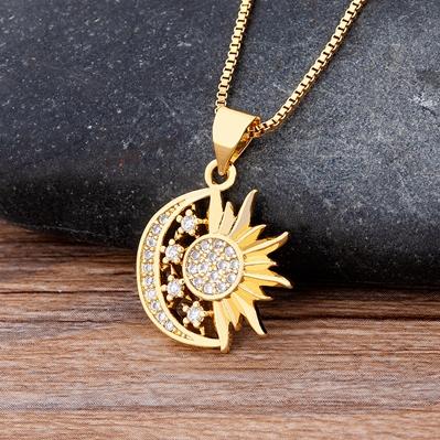 

Nidin New Fashion Sun Moon Shape Pave Shiny Crystal Zircon Pendant Necklace For Female Mother s Day Jewelry Accessories Gifts белый