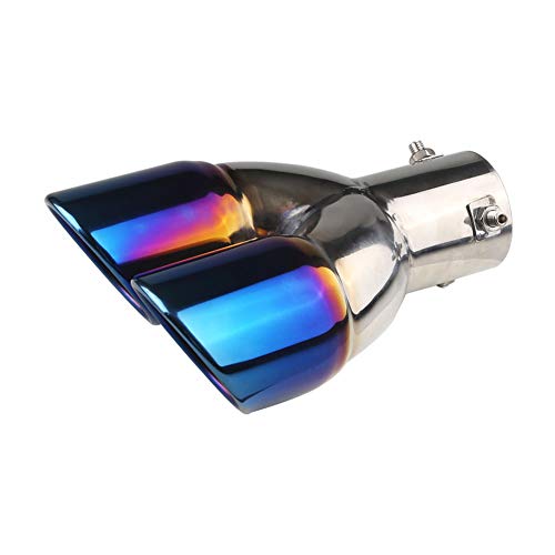 

ADPOW Універсальний овальний тип насадки глушника автомобіля, 2 виходи прямого типу, монтажний діаметр 30 мм-60 мм, подвійний зріз, простий в установці, важкий на дотик, Af