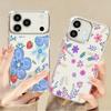 Cartoon Flowers Pattern Case For iPhone 17 Pro Max iPhone 16 15 14 13 Pro Max 11 17e 16e Plating Lens Frame Clear Soft Silicone Back Cover