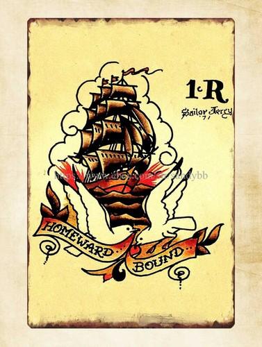 Sailor Jerry Traditional Tattoo Homeward Bound metal tin sign wall hanging