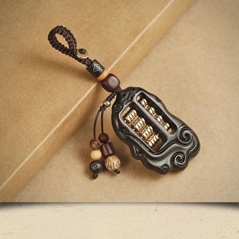 Handmade Rosewood Abacus Charm Lucky Wealth Amulet Feng Shui Keychain for Men Accountant Jewelry Personalized Math Gift Item