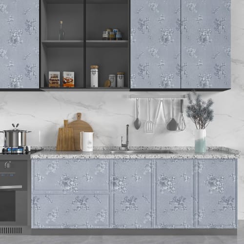 CHIHUT Wallpaper Stickers, Cutting Sheet, 30cm x 6m, Gray, Floral Rose Pattern, Nordic Style, Peelable Wallpaper, Waterproof, Stain-Resistant, Embosse