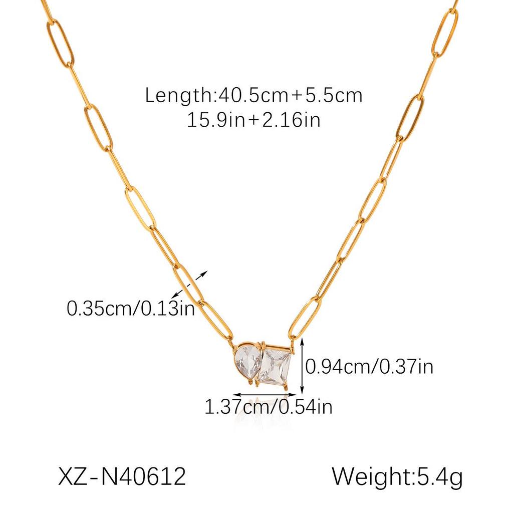 European Style Stainless Steel Necklace with Water Drop Zirconia - High-End Luxury, Colorfast Titanium Steel Accessories for Women