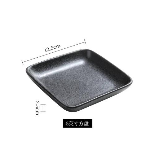 5 Zoll Keramik Quadratische Scheibe Japanischer Stil Küche Speiseteller Haushalt Obstschale Snack Dipsaucen Teller Sushi Besteck