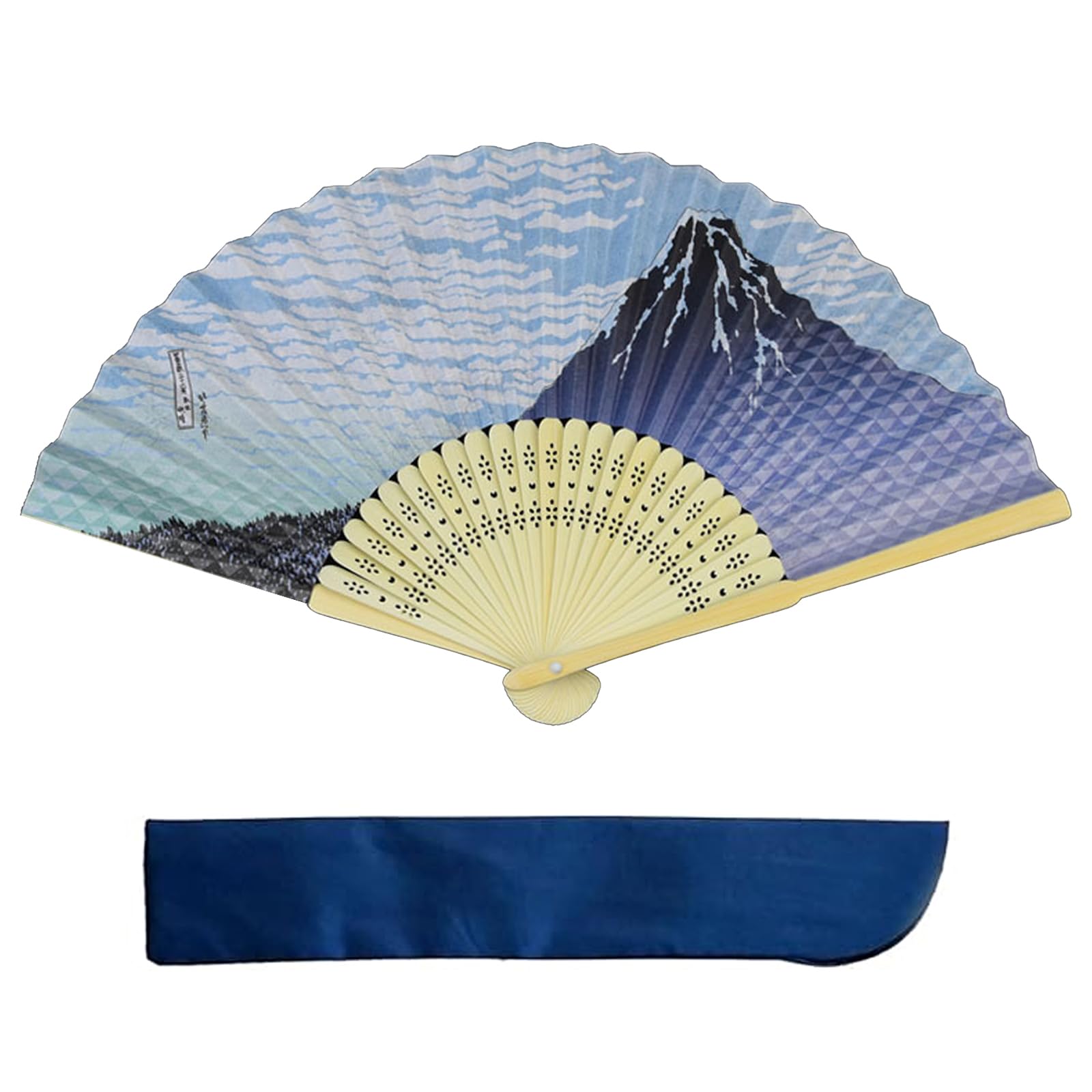 

Silk Fan for Men and White Clouds and Mount Fuji Lightweight Bamboo Silk Bamboo Craft Japanese Style Accessory Fan [YINKE] Women, Design, Frame,