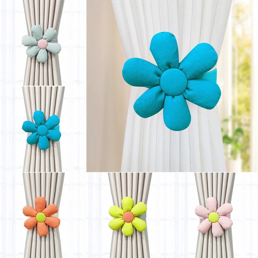 Fashion Elastic Band Curtain Tieback Flower Shape Cartoon Window Curtain Buckles Curtain Rope Holders Kids Room