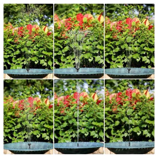 2.5W Solar Bird Bath Fountain Pump with 6 Nozzle Spray Modes