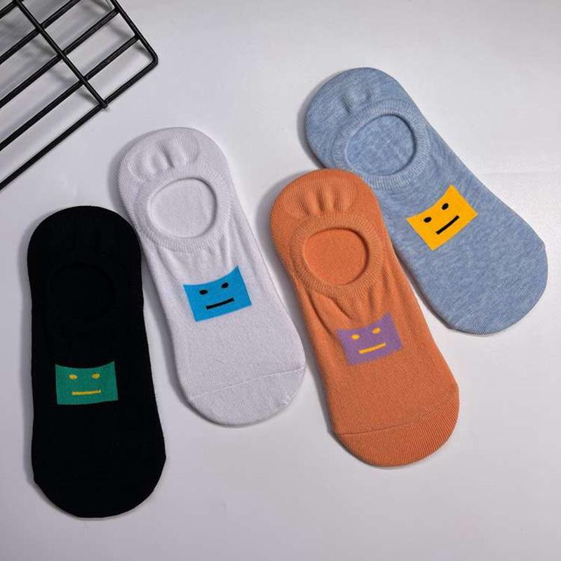 5 Pairs of Men's Short Socks Non-slip Not Off The Heel Tide Summer Thin Frog Rubber Sports Breathable Shallow Women's Short Low Cotton Socks