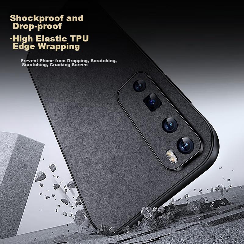 Huawei Nova 7 Pro Phone Case, Nova 7 Pro Protective Cover, Shockproof Lens Full Protection Soft Case, Simple Luxury Outer, WoAnd Leather Case, Black