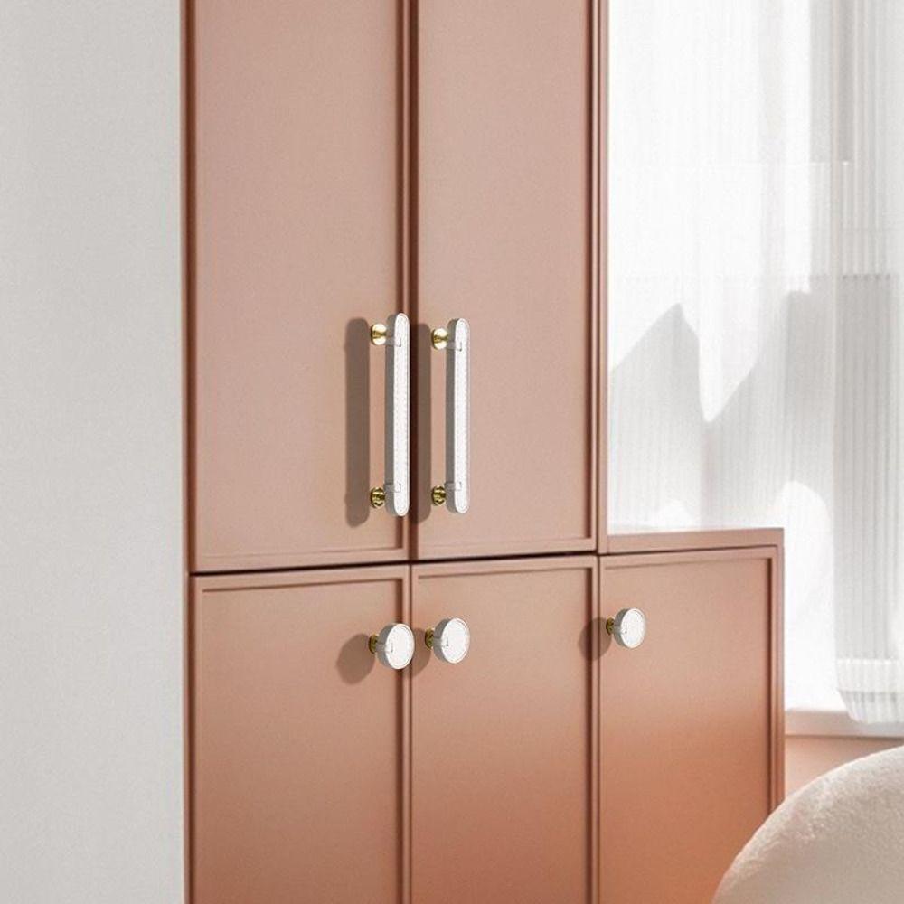 Easy-Grip Design Leather Cabinet Knobs Rust Resistant Dresser Furniture Door Knobs  for Kitchen