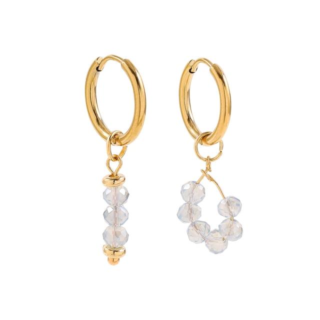 

Асимметричные серьги с цветком ромашки, геометрические висячие серьги из натурального камня для женщин, круглые серьги из нержавеющей стали, ювелирные изделия в стиле бохо