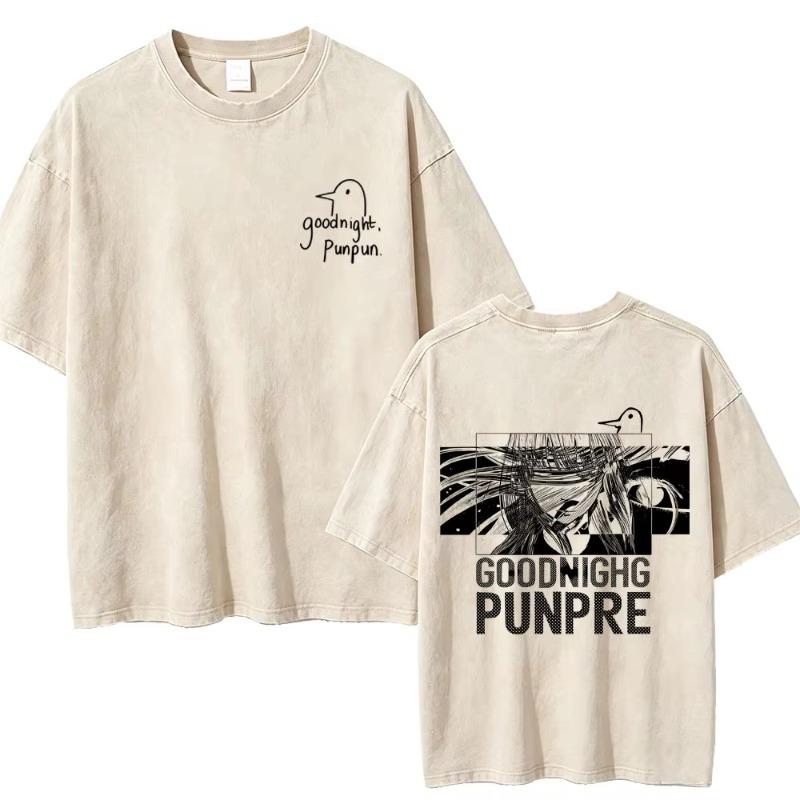 Washed Vintage Anime Oyasumi Goodnight Punpun Onodera T-shirt Aiko Tanaka Graphic T Shirts Men Women Manga Oversized T-shirts