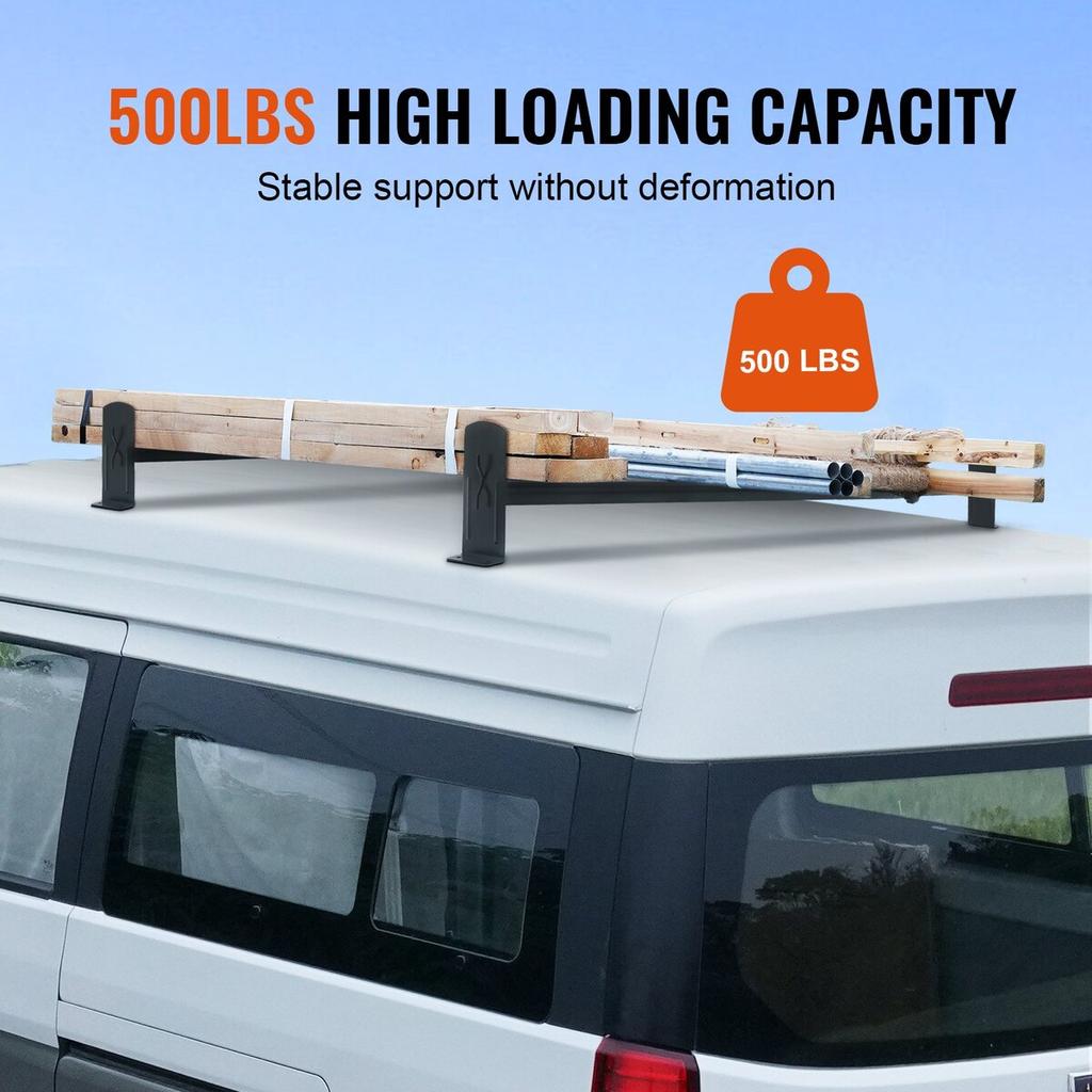 Dakdragersysteem voor bestelwagen, 2 stangen Dakdragers van gelegeerd staal, Draagvermogen 227 KG Dakdrager voor dakgoot, Verstelbare lengte 910-1460 mm, Compatibel met ladderdrager voor bestelwagen
