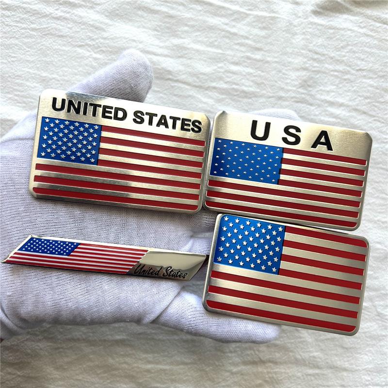 2pcs American Flag USA Metal Car Logo Suitable for Body Trunk Tail Side Sticker Decorative Decal Accessories