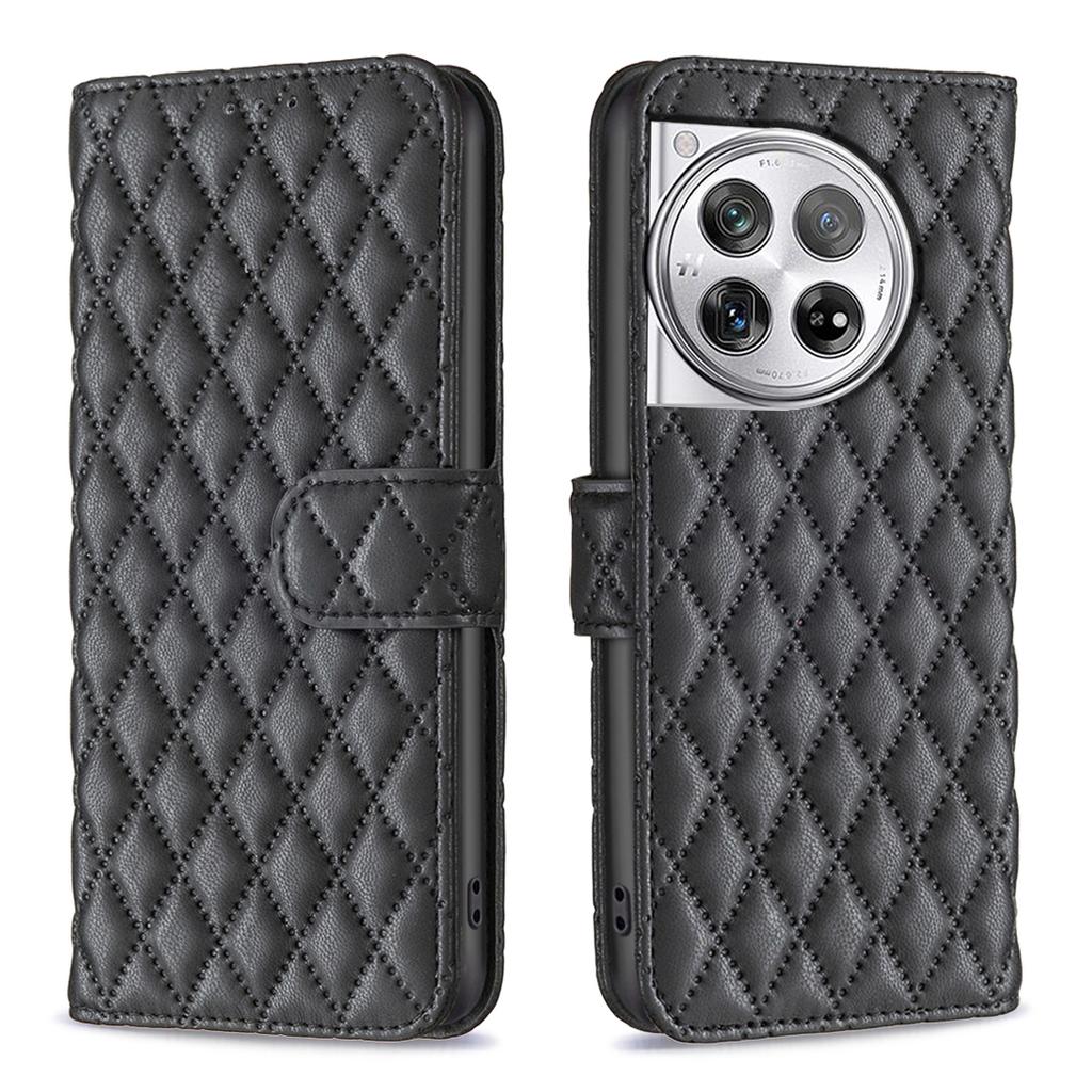 Flip Cards Solt Wallet Leather Case For Oneplus 12 12R Nord 4 Book Cover Kickstand Diamond Grid Pattern Bag Pocket Ultra Thin