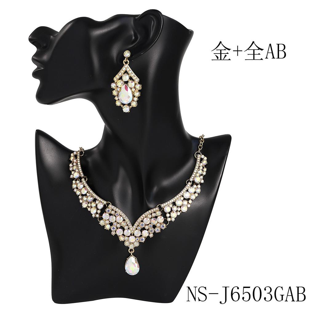 European and American Cross-border Fringed Earrings Necklace Set, High-end Retro Alloy Jewelry, Bridal Wedding Jewelry Two-piece Set