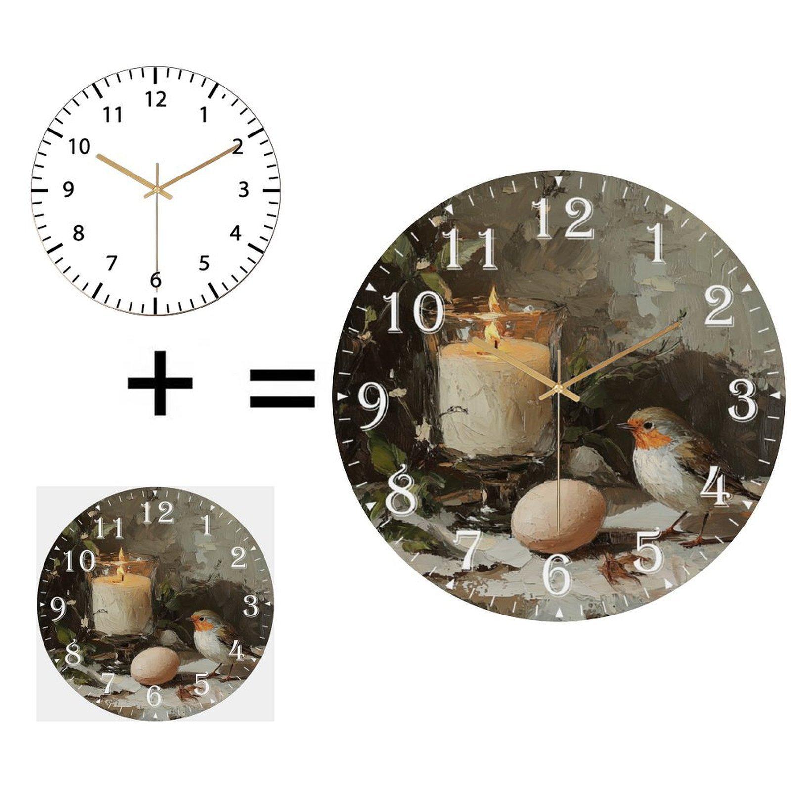 30cm Round Glass Clock with Custom Logo High Quality Silent Movement Contemporary Wall Decor 12 in(30.48cm)