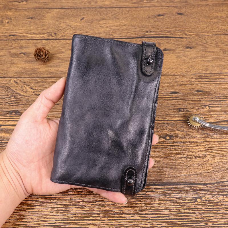 

Layer Cowhide Hand-rubbed Color Make Old Long Wallet Men Vintage Multi-card Bill Wallet