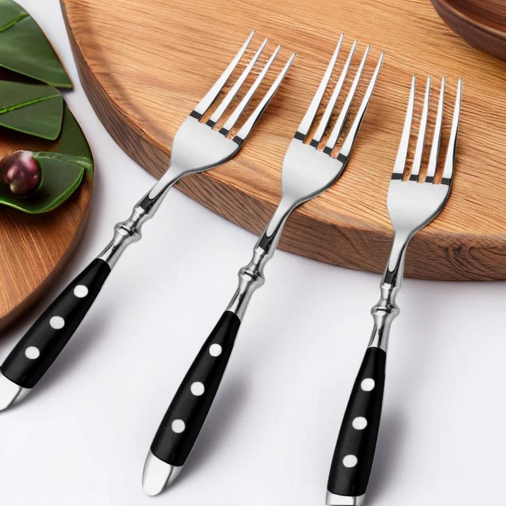 4/6/8 Deutsches Steakmesser-Set aus kohlenstoffhaltigem Edelstahl, Tafelmesser und Tafelgabel-Set, doppelt geschmiedetes Tafelmesser mit vollem Griff