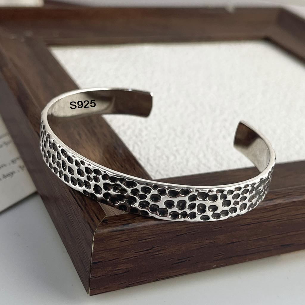 100% Solid 925 Sterling Silver Metal Bracelet for Women Vintage Handmade Simple Retro Flower Chain Bracelet Birthday Gift Party