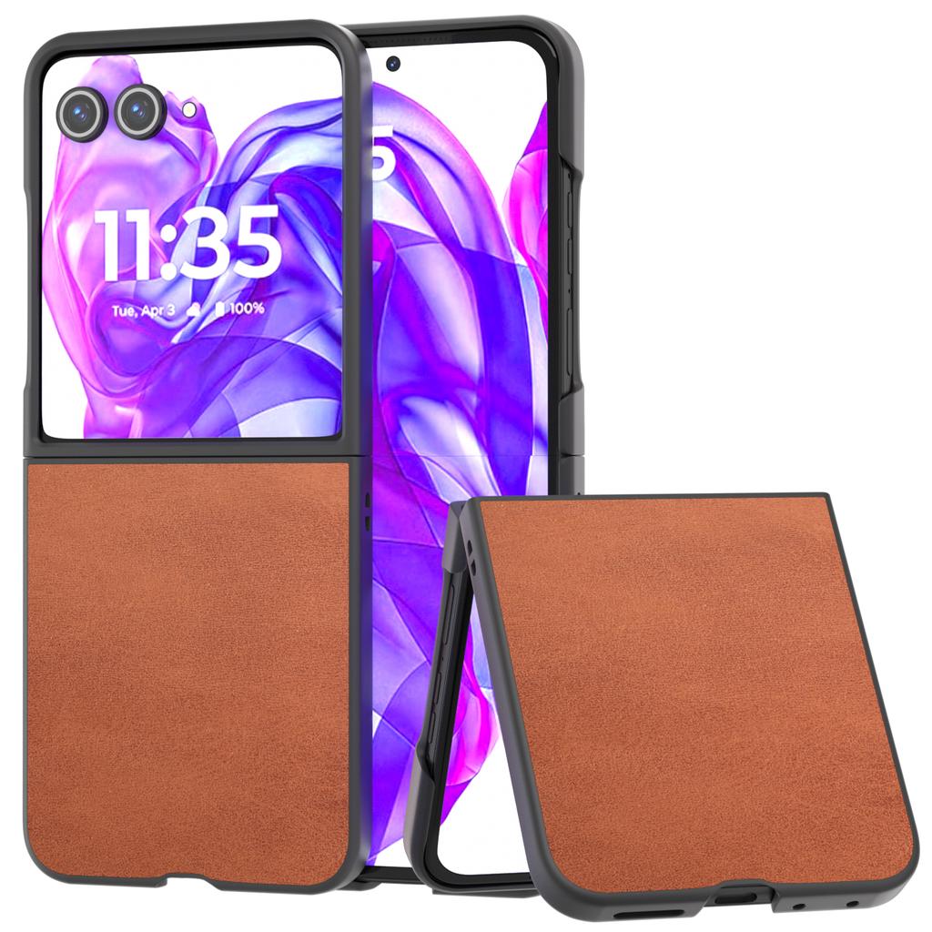 For Motorola Razr 50 Ultra 5G Case Cowhide Texture Anti-Drop PU+PC Phone Cover