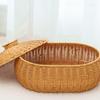 Woven Imitation Rattan Oval Lidded Storage Basket