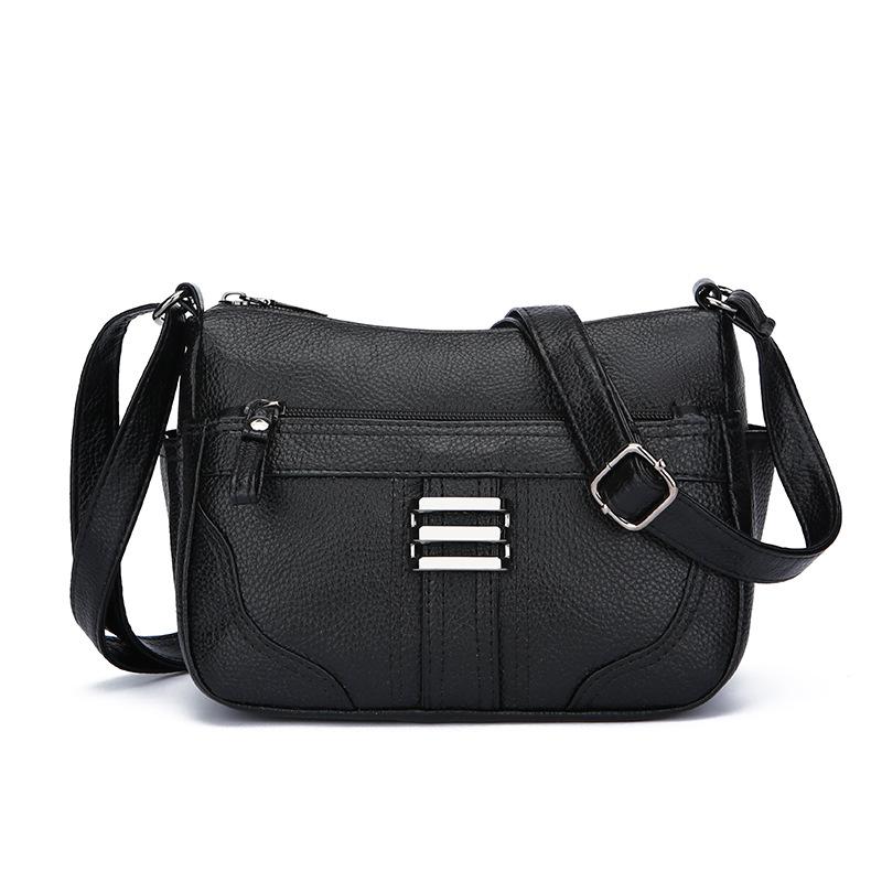 Middle-aged Women's Bag New Korean Casual Women's Crossbody Bag Fashionable Multi-pocket Soft Leather One-shoulder Mother Bag