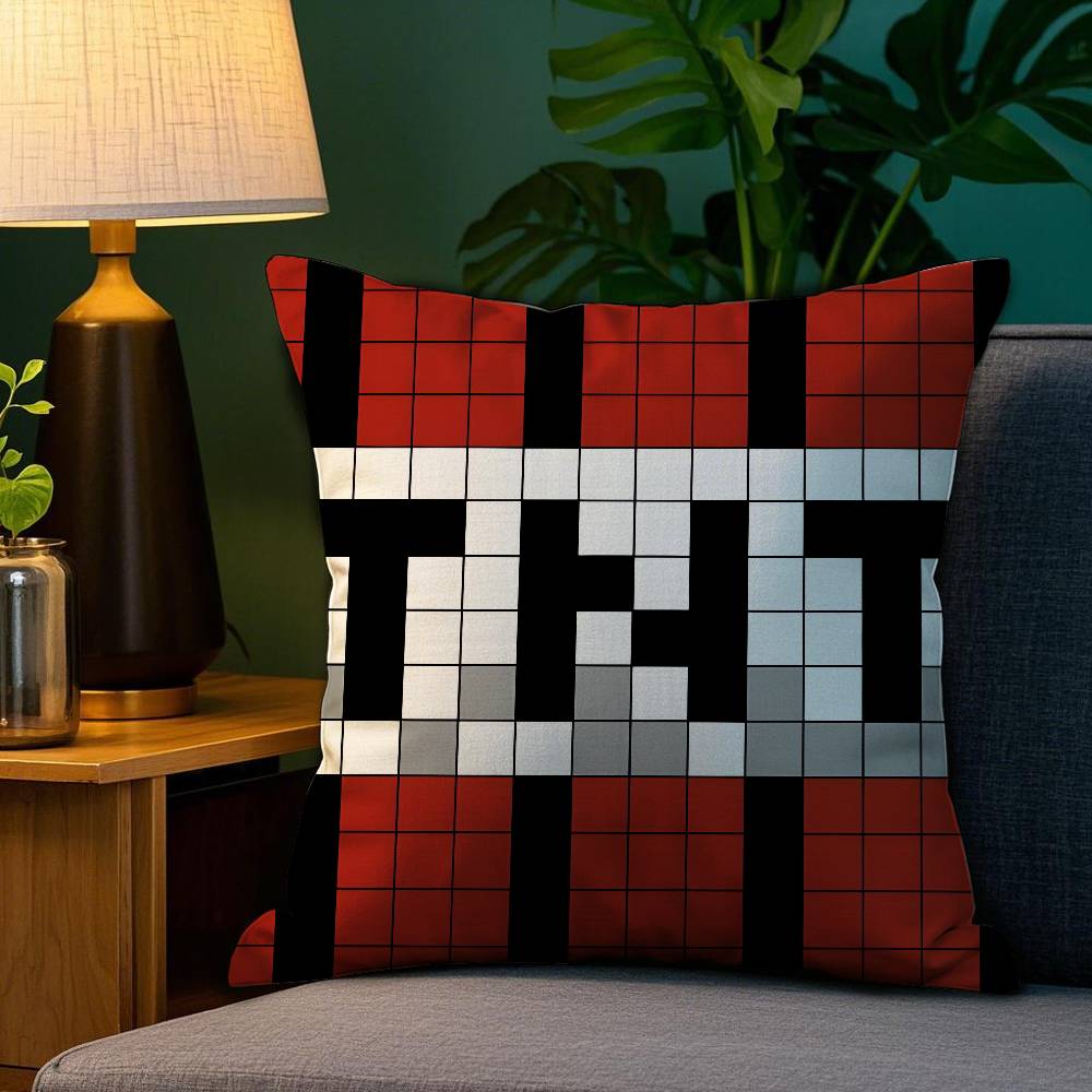 Game T-TNT Block Explosion Pillow Case Plush Fabric Soft Double Sided Print Sofa Cushion Cover Throw Pillow Covers