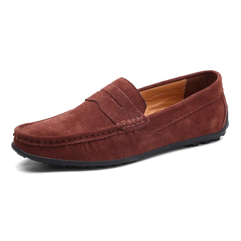 Men Casual Shoes Luxury Mens Loafers Handmade Suede Genuine Leather Men's Shoes Moccasins Slip On Flats Male Luxe Driving Shoes