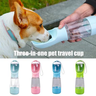 Dog Water Bottle with Food Container And Poop Bag Dispenser 3-in-1 Leak-Proof Portable Pet Water Dispenser for Walking Hiking Travel