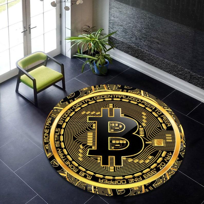 Bitcoin Carpet Non-Slip Round Carpet Floor Mats Printed Area Rug For Bedroom Home Decorative