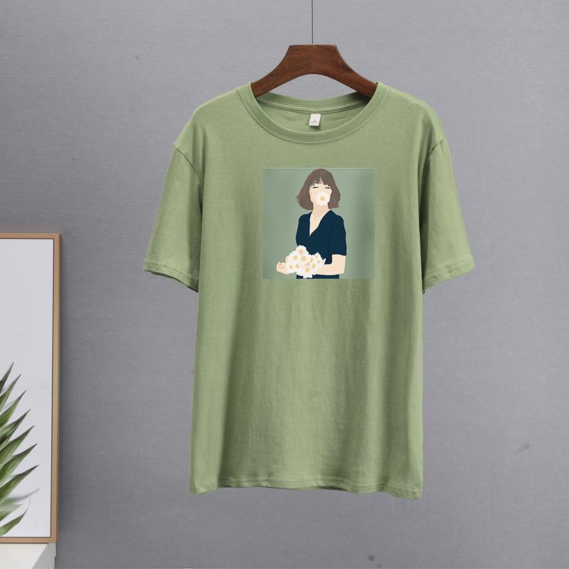 Hirsionsan Kawaii z nadrukiem T Shirt kobiety lato eleganckie podstawowe luźne ubrania estetyczne Harajuku koszulki z nadrukami kobieta Casual bawełniany top