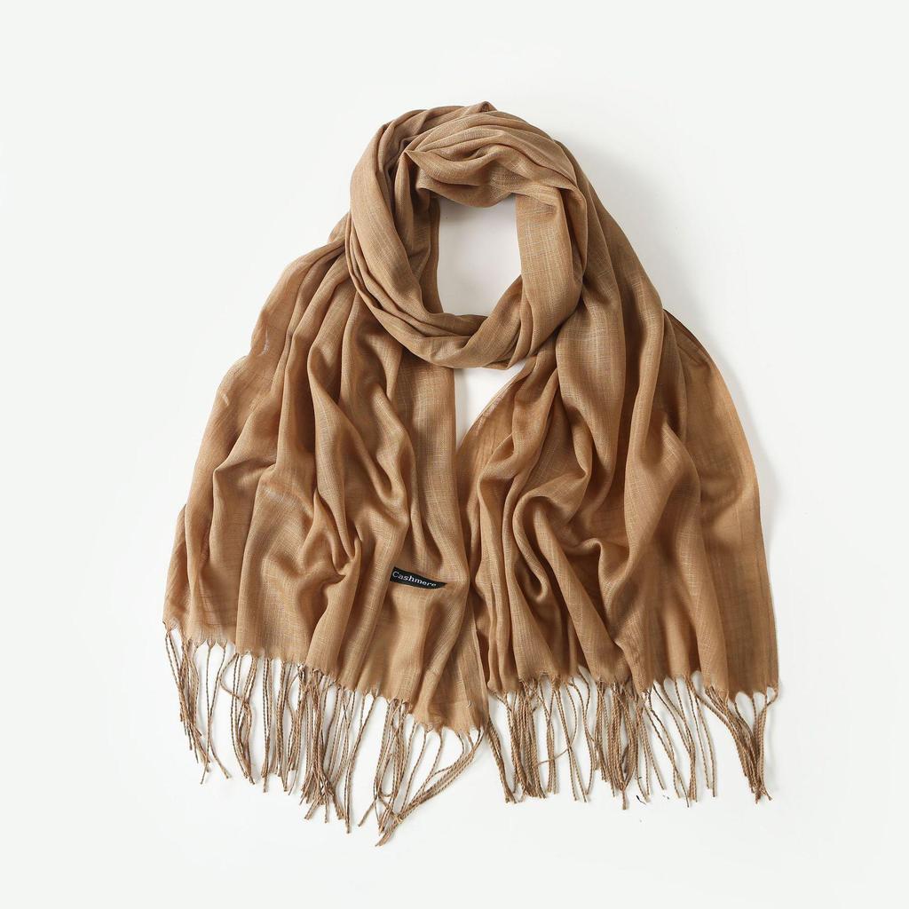 Trendy Niche Silk Scarf: Bamboo Yarn Tassel Shawl for Women