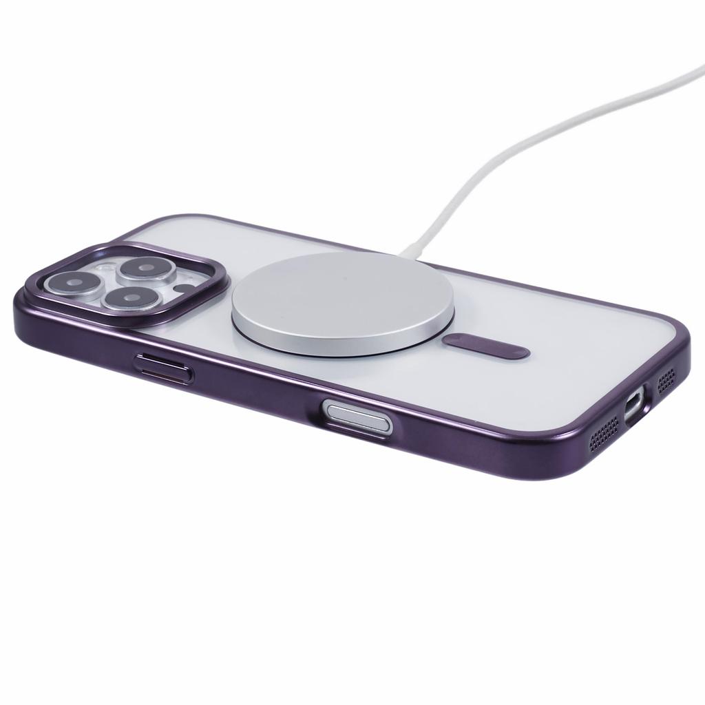 For iPhone 16 Pro Case Matte Electroplating Phone Cover Compatible with MagSafe