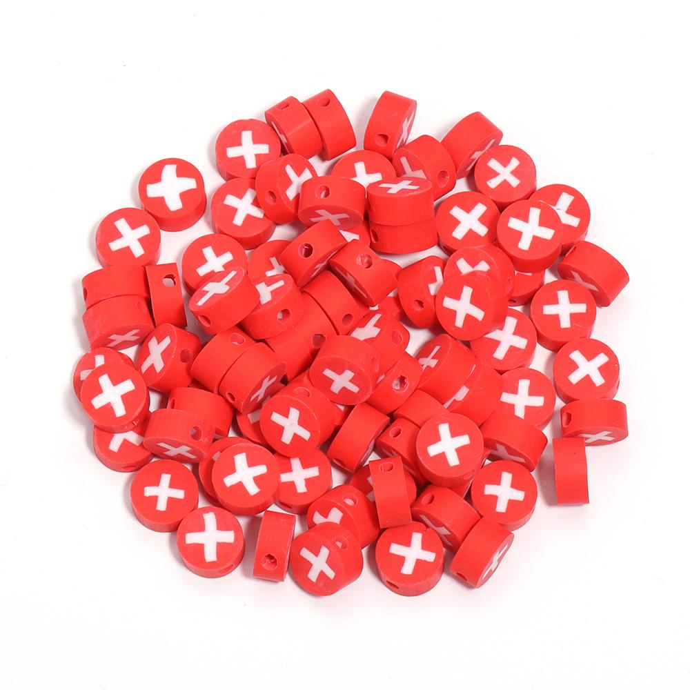 50 Stück 9 mm Polymer Clay Flache Runde Perlen Nationalflagge Lose Abstandshalter Perlen Für DIY Handgemachte Armbänder Ohrringe Herstellung Zubehör