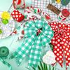 Charming Themed Watermelon Faux Linen Ribbons In Green Checkered Design For Festive Occasions