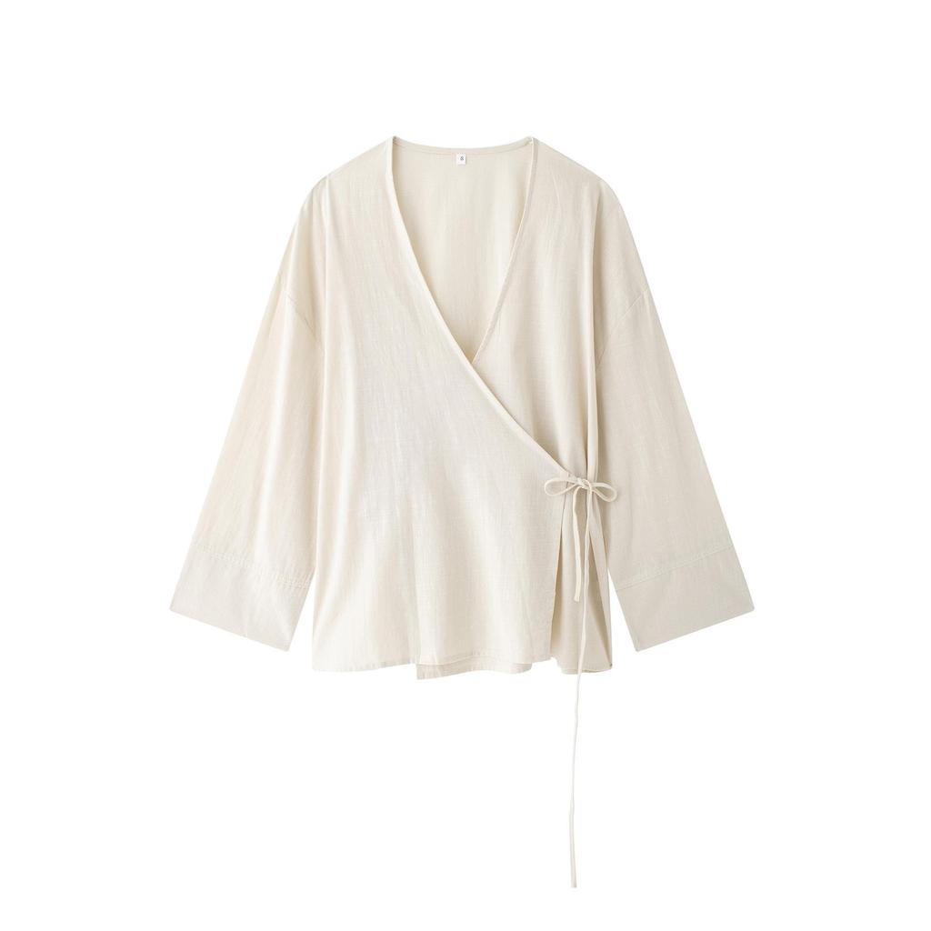 2024 Autumn Women's European & American Style Fashion Tie-Detail Shirt & Straight-Leg Pants Set