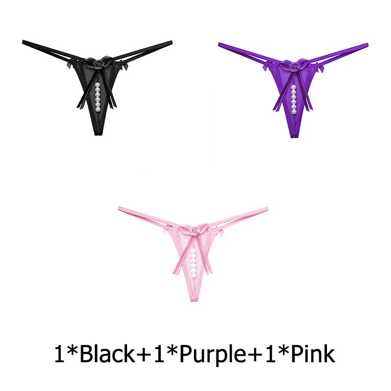 Sexy Bow Beading Lingerie Female Underwear Women's Panties Solid Low Waist G-string Thongs Ladies