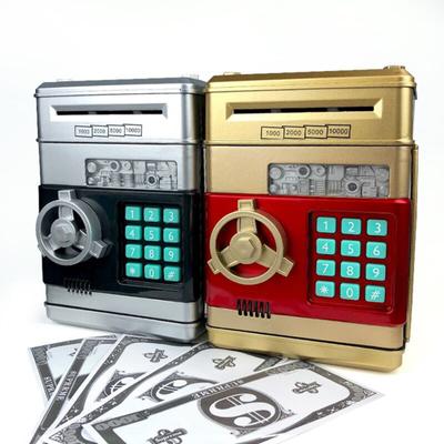 Vaikų Piggy Bank bankomatas, 4 numeriai, slaptažodis, apsaugantis nuo įtrūkimų, stabili struktūra, keičiamas kodas, didelės talpos, pinigų taupymo indas vaikams