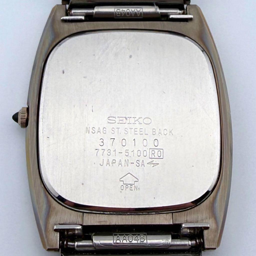 SEIKO Dolce Quartz Gold Tungsten Carbide Case Bracelet Vintage Manufactured 1985 7731-5100