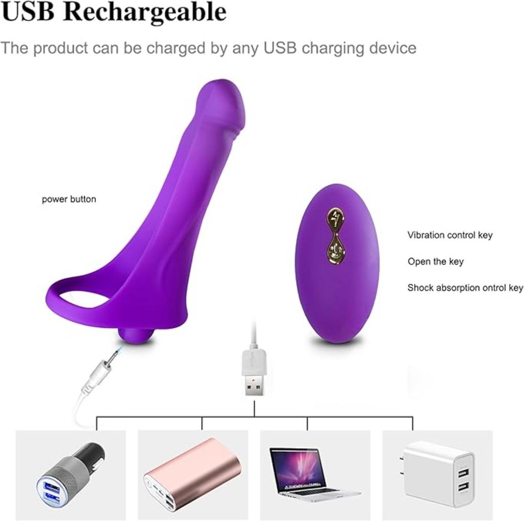 Dual Head Vibrating Dildo Penis Ring with Remote Penis Plug Vibrator, 10 Modes Female Clitoral G-spot Stimulator Adult Sex Toys