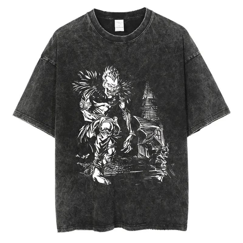 New Arrival Mens Clothe Tee Shirt TShirts Men Tshirt for Men Ropa Hombre Vintage Washed Death Note Anime Graphic Printing
