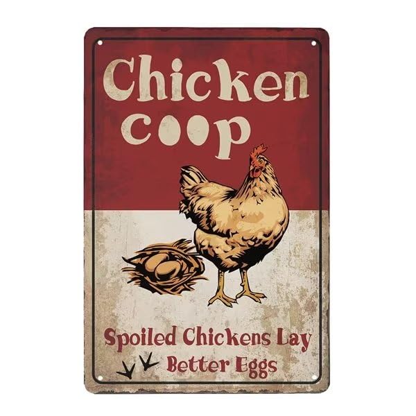 Spoiled Chickens Funny Chicken Coop Sign Farmhouse Decor and Country Home Display Hen House Farm Decoration Fresh Egg Sig 20x30cm(7.8x11.8inch)
