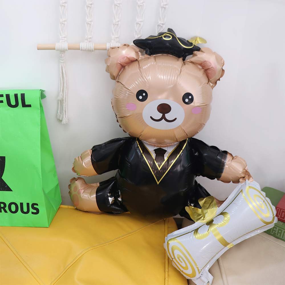 Cute Graduation Bear Balloon 96.52 cm Holding Graduation Party Balloon Aluminum Film 4D Helium Globos Decor