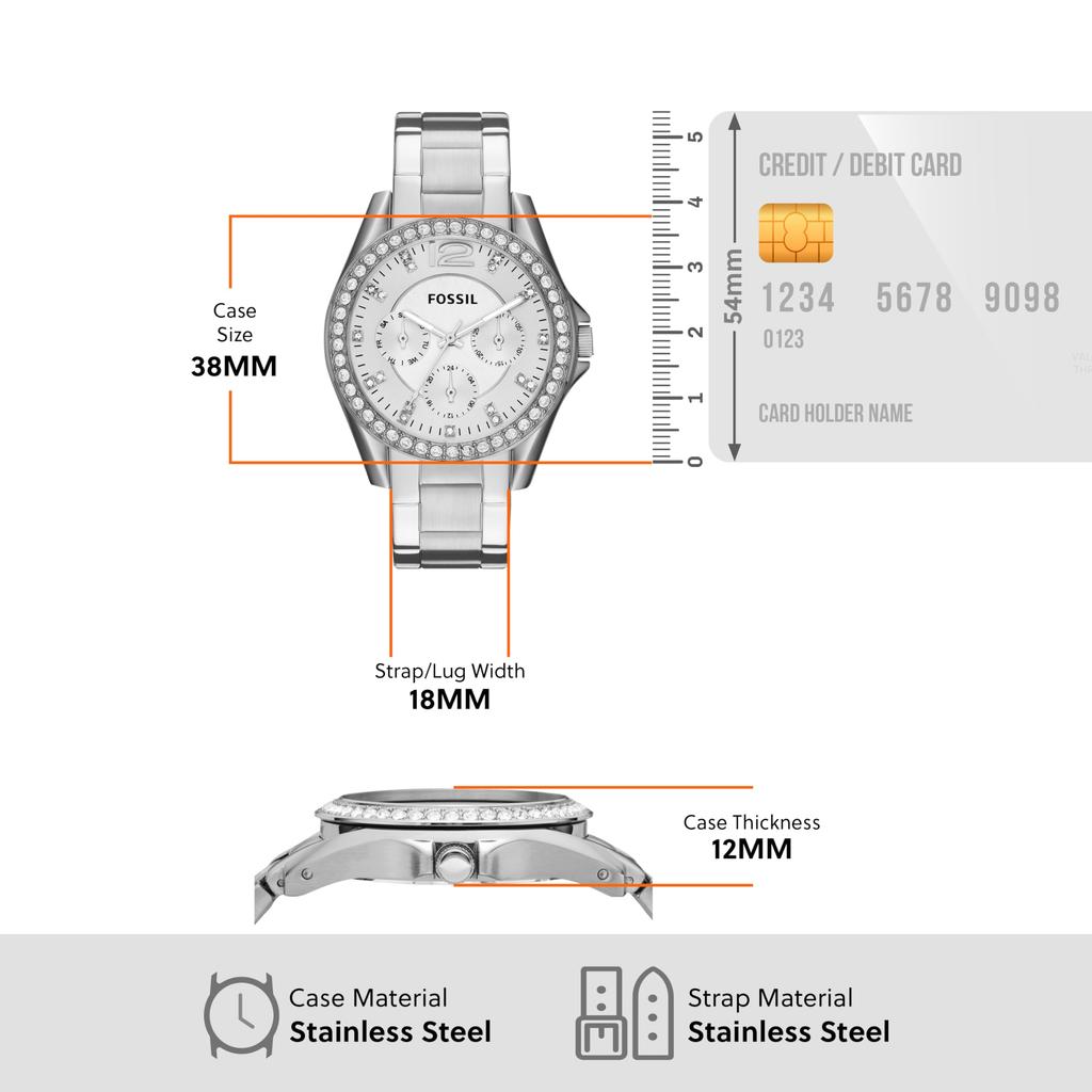 RILEY Multifunction Stainless Steel Watch
