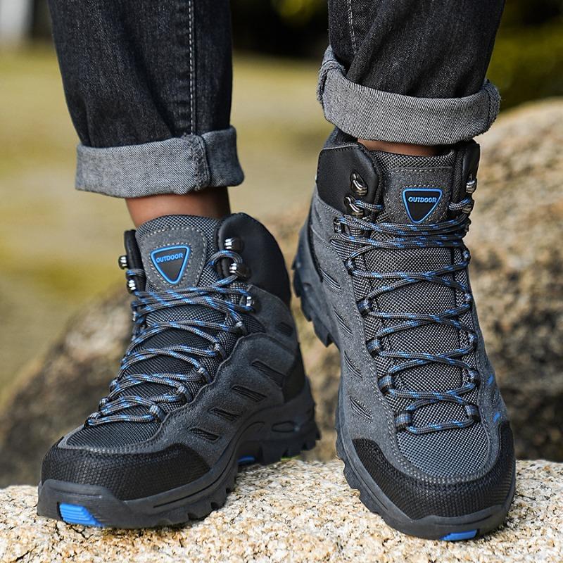 Outdoor Hiking Shoes Men Shoes Mid-top Wear-resistant Anti-slip Comfortable Men Shoes Flat Lace-up Casual Sports Shoes Men