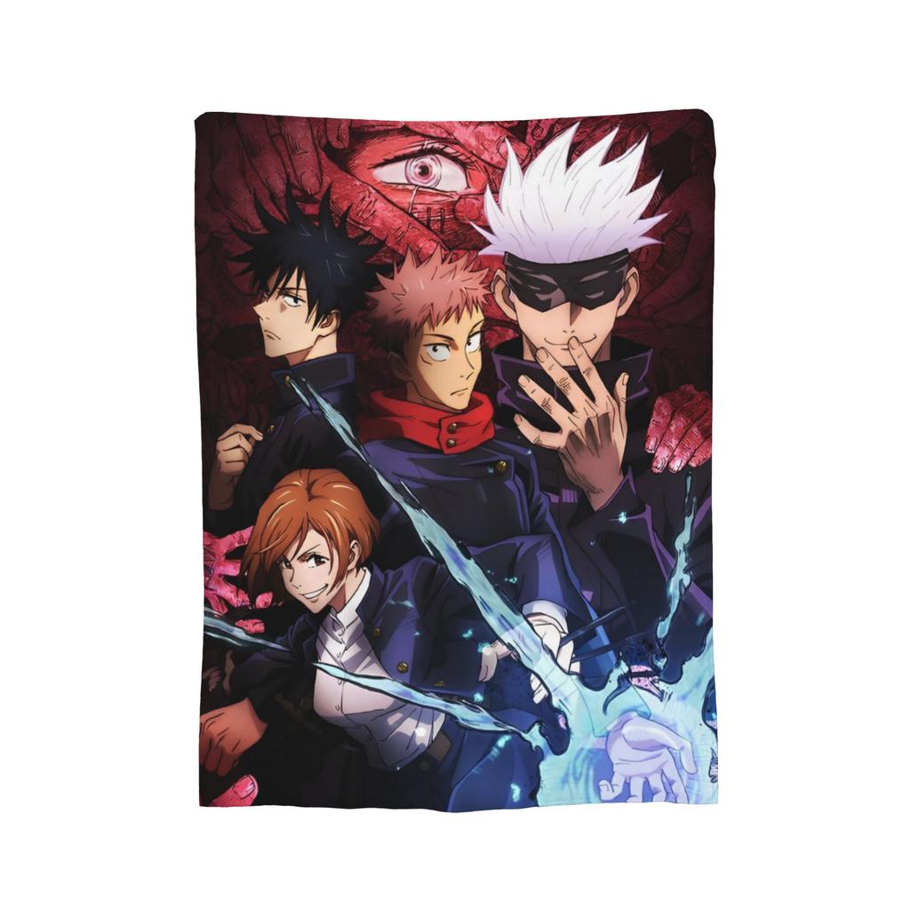 Team Jujutsu Kaisen Flannel Blankets Anime Japan Manga Gojo Megumi Yuuji Novelty Throw Blanket for Home 200x150cm Rug Piece,