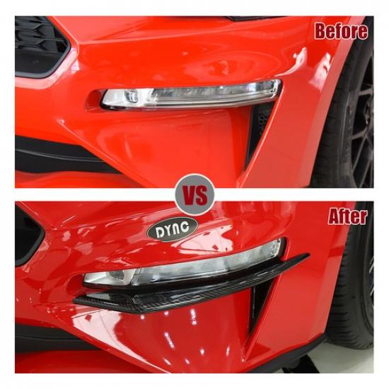 Front Bumper Winglets Fog Light Trim Cover for Ford Mustang 2018+ Carbon Fiber