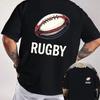 Vintage Rugby Graphic Motorcycle Double Sided Print T-Shirt Men's Summer Short-sleeved Round Neck Casual Streetwear Tops Tee